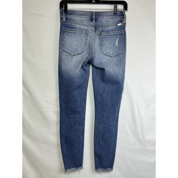 Kancan Women's Size 24 Destroyed High Rise Raw Hem Off Center Denim Jeans - Picture 8 of 9